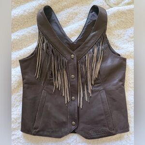 Women's Brown Fringe Leather Vest